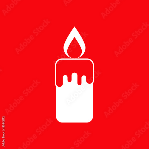 Icono plano vela encendida en fondo rojo
