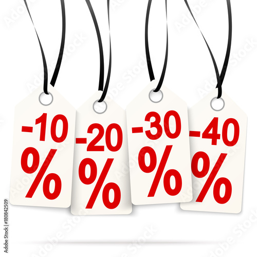 four hangtags with discounts
