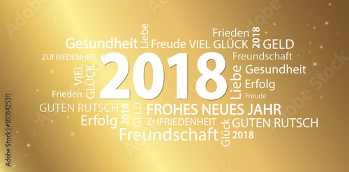 word cloud with new year 2018 greetings