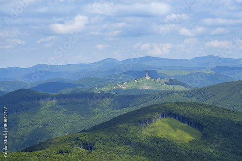Shipka tower view from mount Buzludza, Bulgaria 2