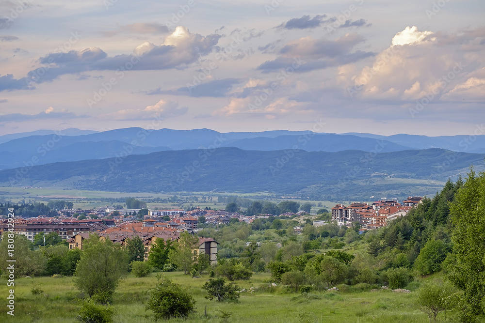 Fototapeta premium Mountain panorama in Bansko, Bulgaria 3