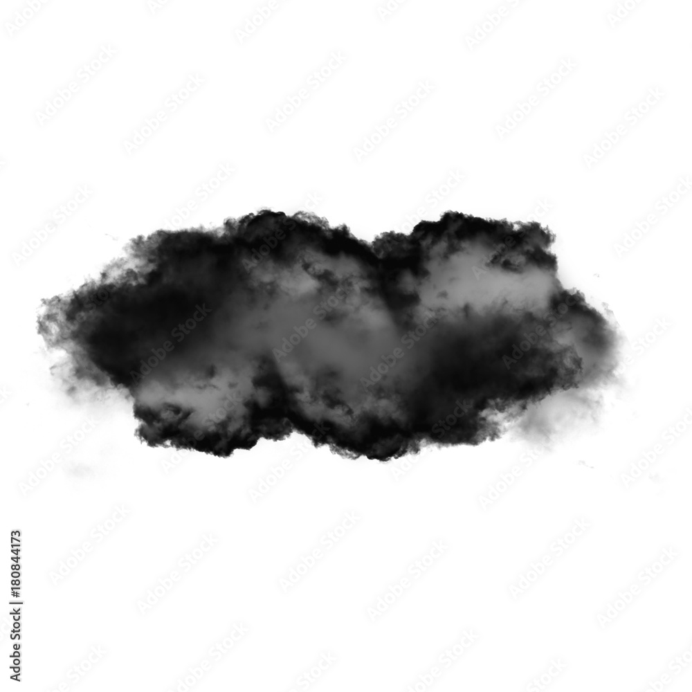 Black cloud of smoke isolated over white background, 3D illustration Black cloud of smoke isolated over white background, 3D illustration