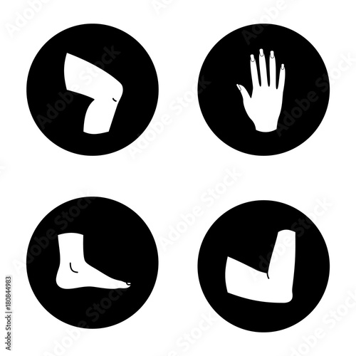 Human body parts glyph icons set