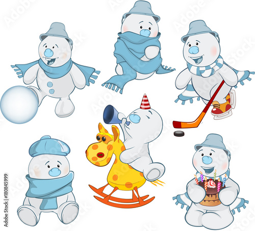 Cartoon Illustration of a Funny Christmas Snowman for you Design