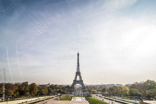 Paris, France - November, 2017. Eiffel tower on sunny day. Paris Best tourist Destinations in Europe