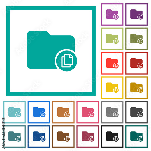 Copy directory flat color icons with quadrant frames