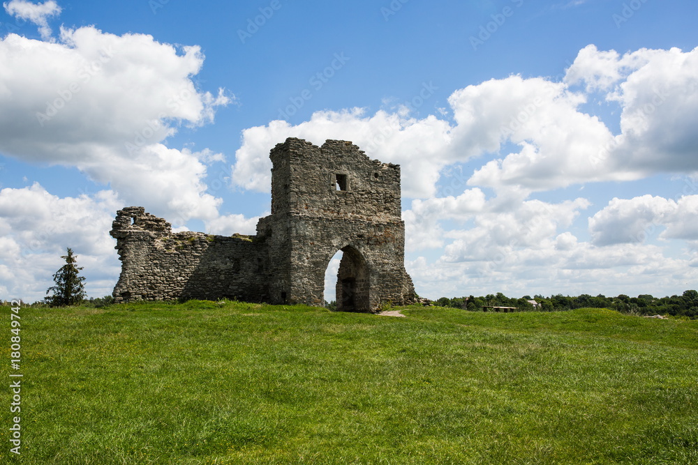 Famous Ukrainian landmark: scenic summer view of the ruins of ancient castle in Kremenets, Ternopil Region, Ukraine