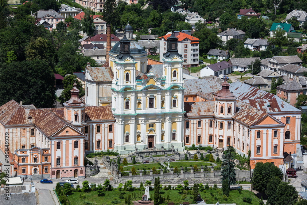 Aeral view to Jesuit Monastery and Seminary, Kremenets, Ukraine