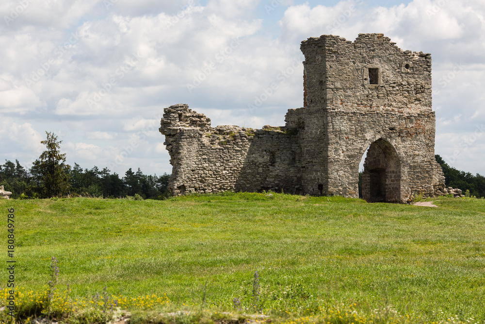 Famous Ukrainian landmark: scenic summer view of the ruins of ancient castle in Kremenets, Ternopil Region, Ukraine
