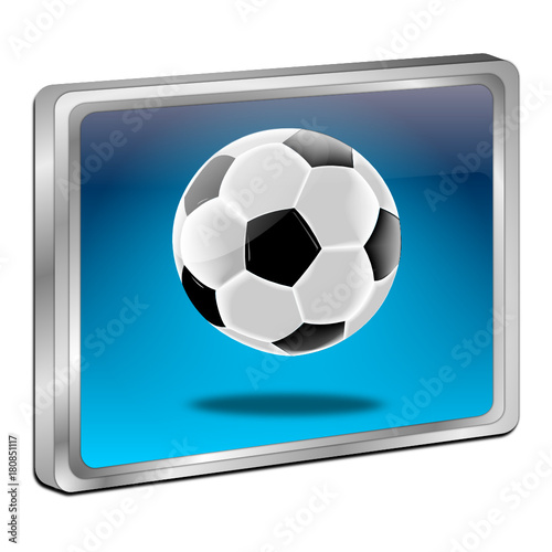 Button with Soccer ball - 3D illustration