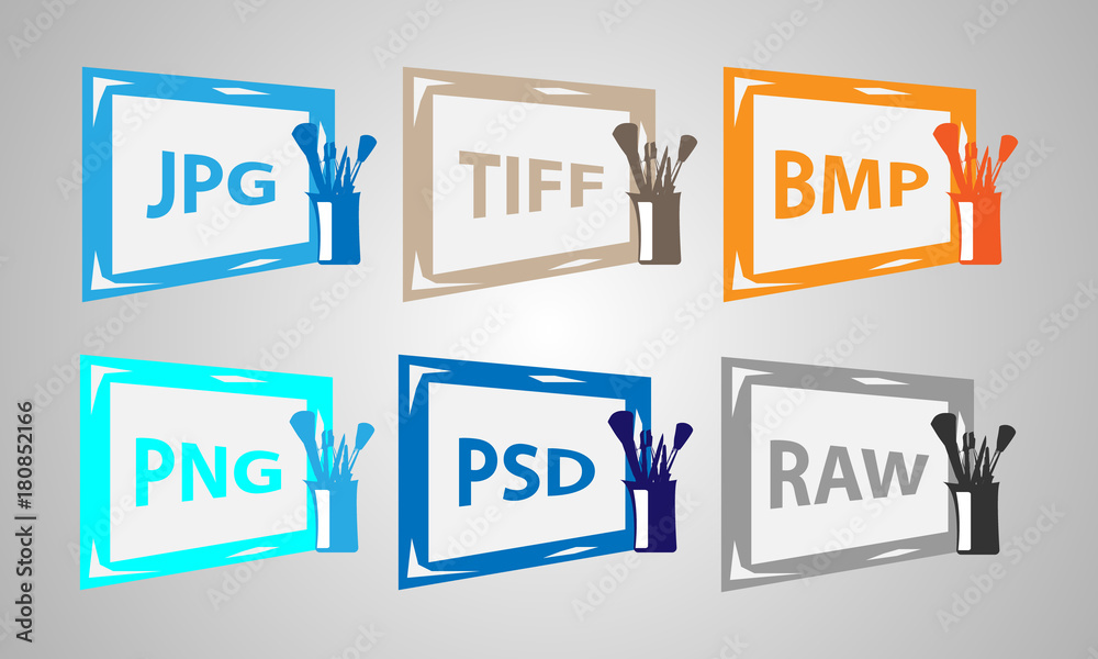 Set of image formats icons. Vector elements. Set of image formats icons. Vector elements.