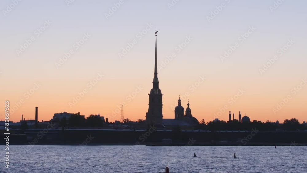 Silhouette of Peter and Paul Fortress in the sunset sky - St. Petersburg, Russia Silhouette of Peter and Paul Fortress in the sunset sky - St. Petersburg, Russia