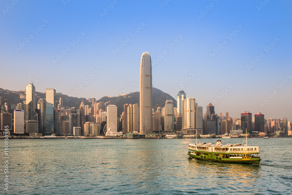 Central area of Hong Kong looking from the opposite side of Victoria harbor