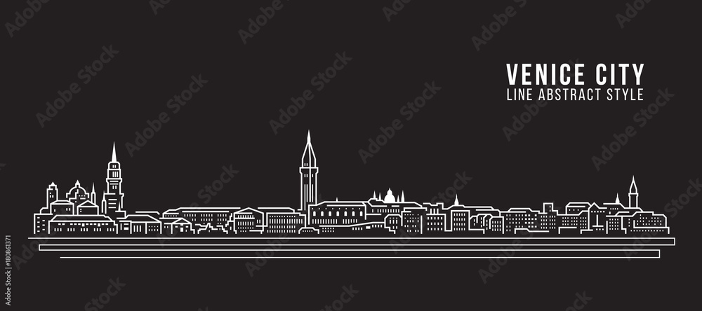 Cityscape Building Line art Vector Illustration design - Venice city