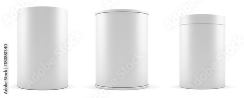 Set of empty white realistic cylinders