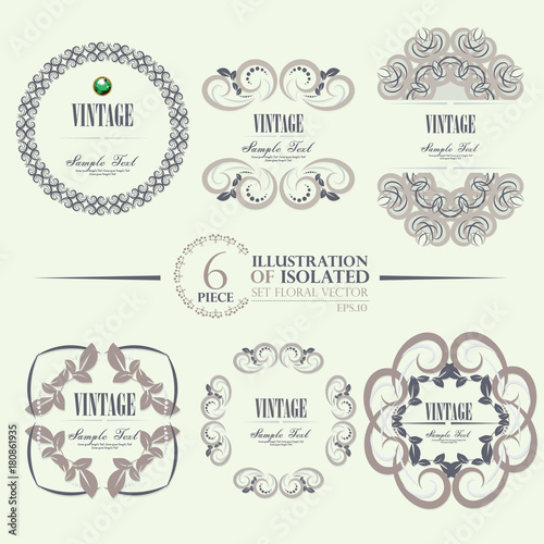 illustration of set of vintage design elements