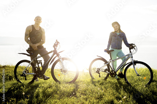 Couple travelling on a bicycle
