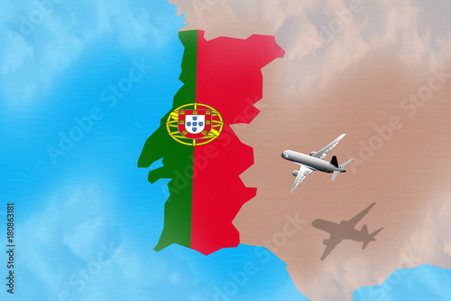 Flight to Portugal illustration for a tourism business