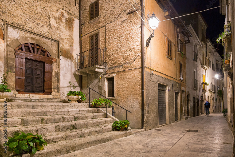 Pacentro (L'Aquila, Italy) - Night landscape of the little ancient town