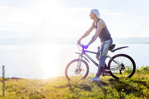 Man travelling on a bicycle