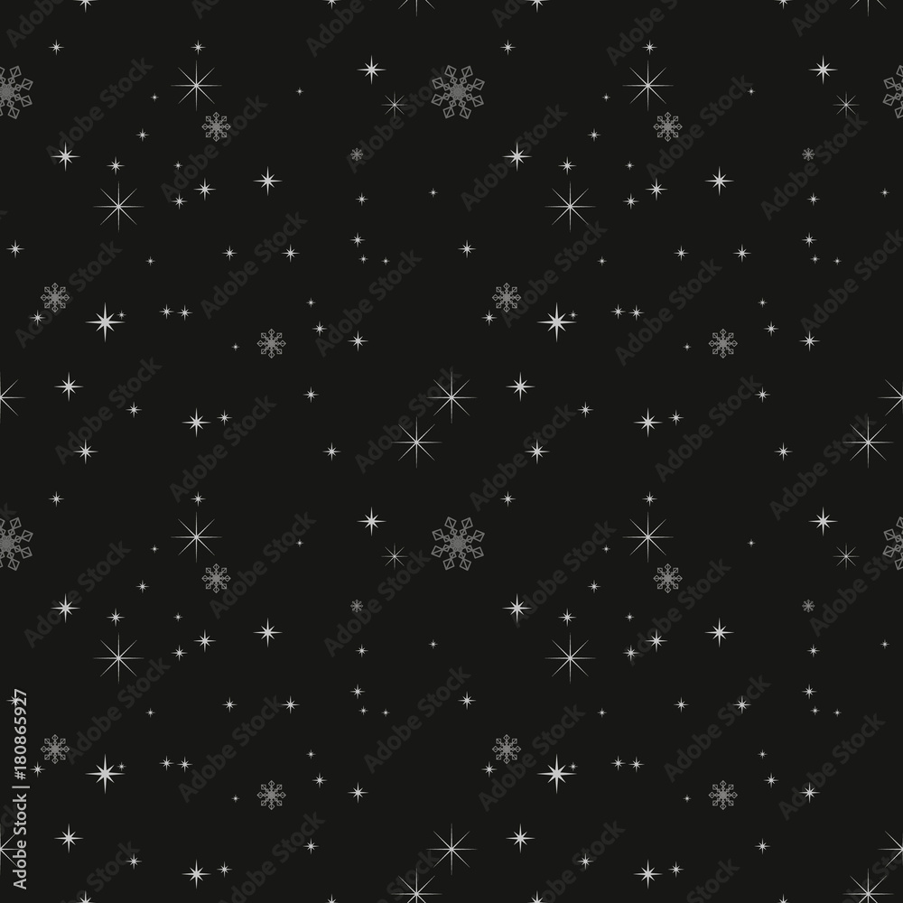 Fototapeta premium Seamless pattern of snowflakes on a black background