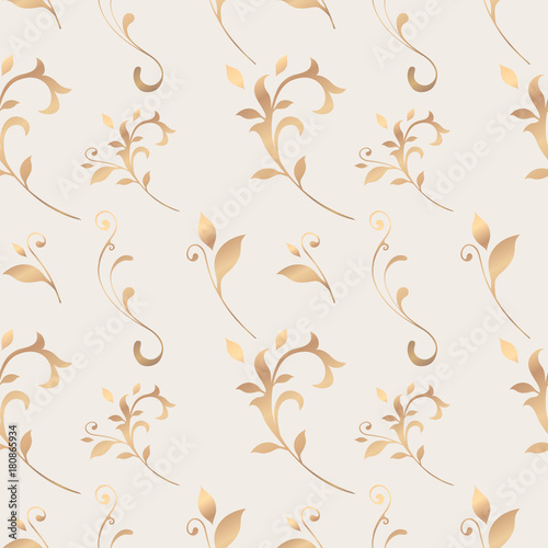Rose gold. Decorative vector pattern with floral elements. Background for printing, design of cards, surfaces, covers and other
