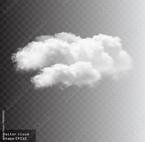 White vector cloud isolated over transparent background