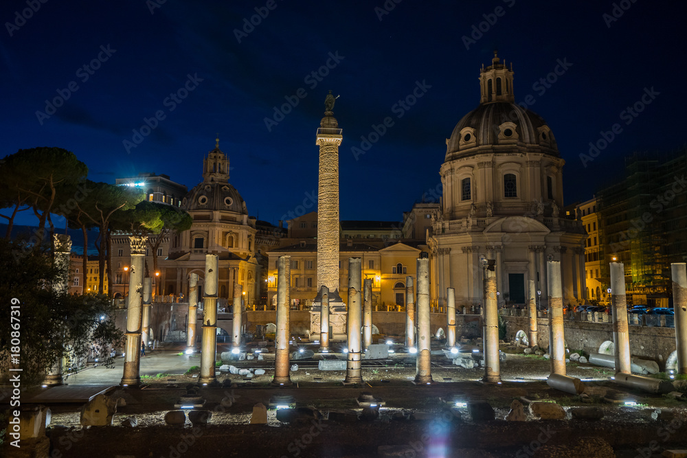 Forum in Rome at night