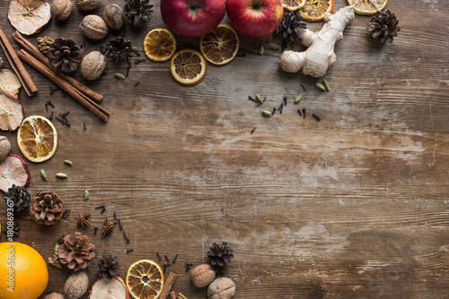 Fototapeta Naklejka Na Ścianę i Meble -  fresh and dried fruits with spices