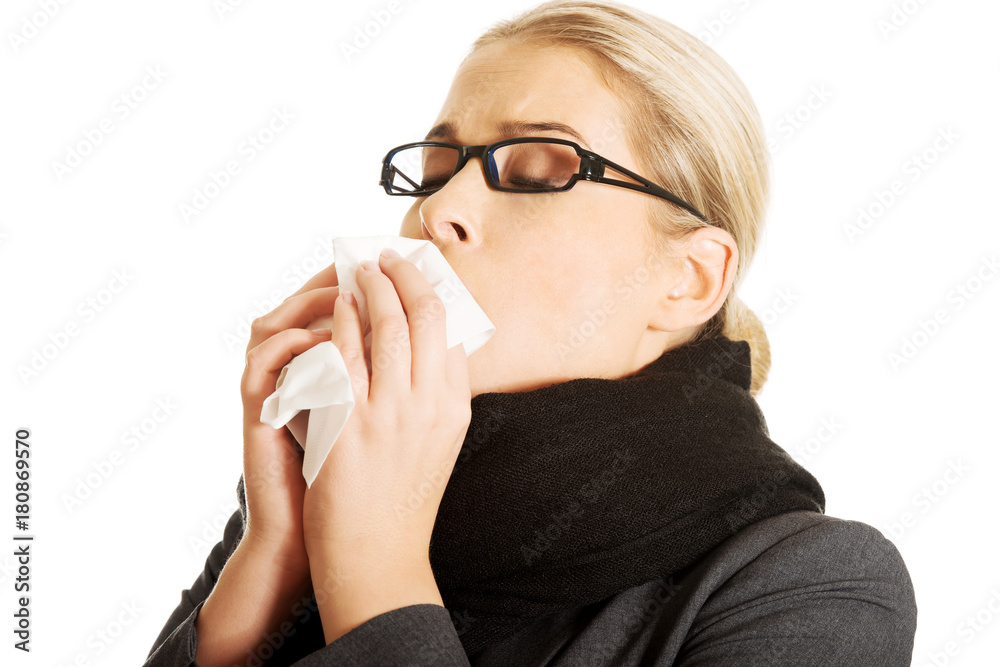 Sneezing woman Sneezing woman