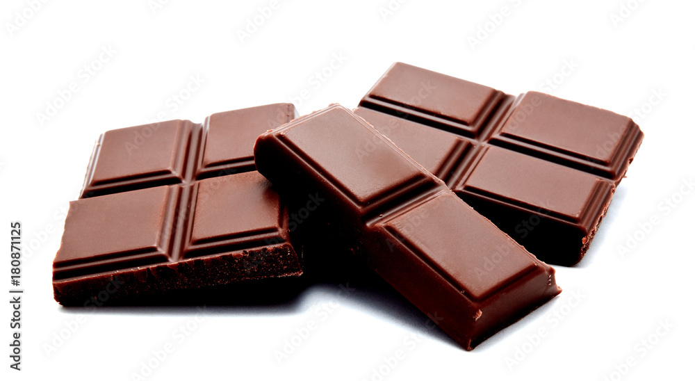 Dark milk chocolate bars stack isolated on a white Dark milk chocolate bars stack isolated on a white