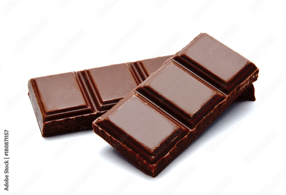Dark milk chocolate bars stack isolated on a white Dark milk chocolate bars stack isolated on a white