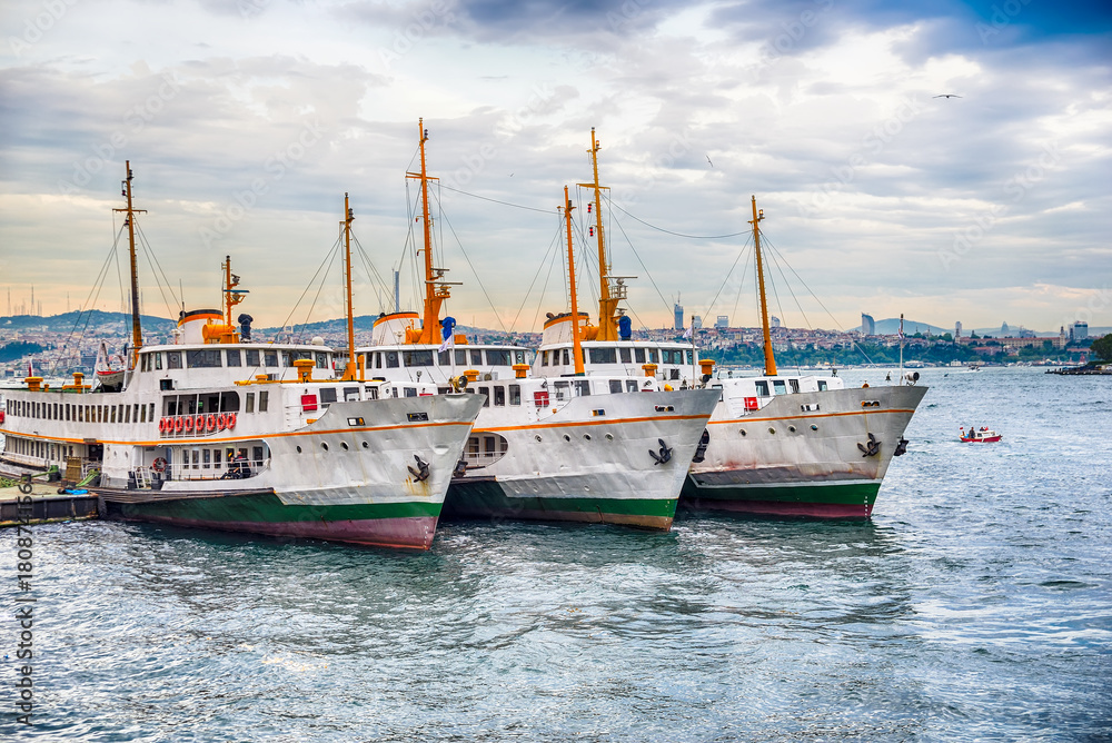 Three passenger ships