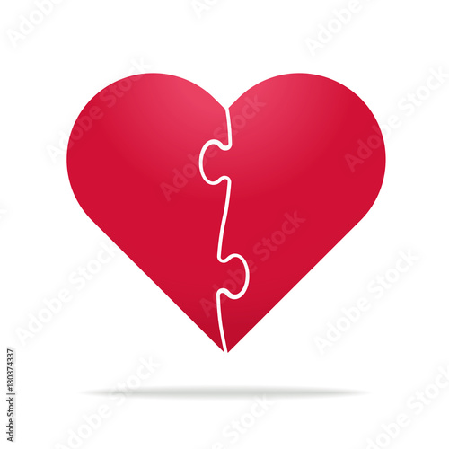 Puzzle heart divided in two parts - relationship, divorce