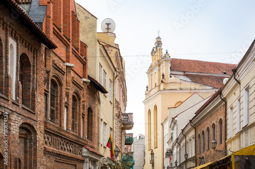 antique building view in Old Town Vilnius  Lithuanian