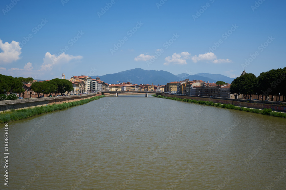 Obraz premium View of Pisa and Arno River from Ponte della Cittadella bridge