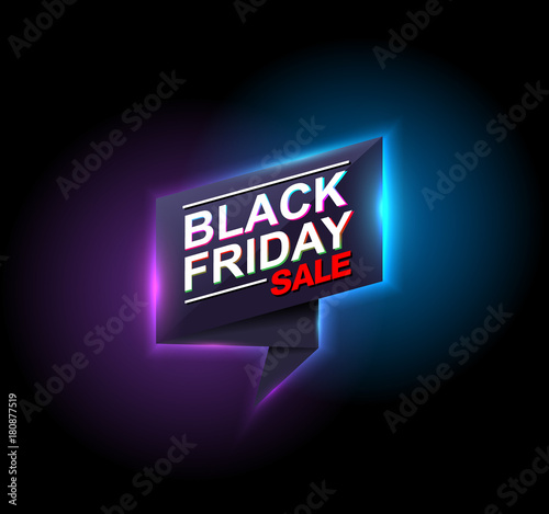 black friday sale neon vector banners. illustration.