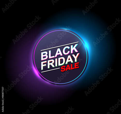 black friday sale neon vector banners. illustration.