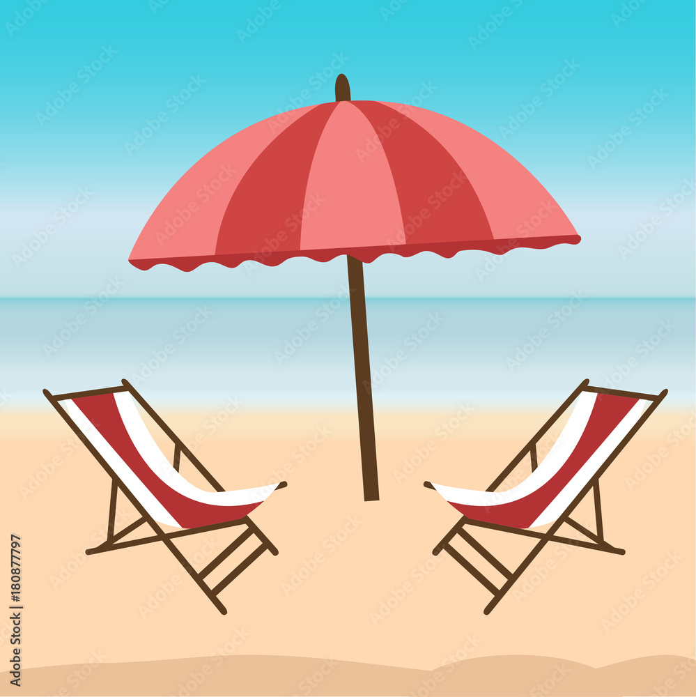 Sea side and beach icon. Summer holiday illustration in flat design. Sea side and beach icon. Summer holiday illustration in flat design.
