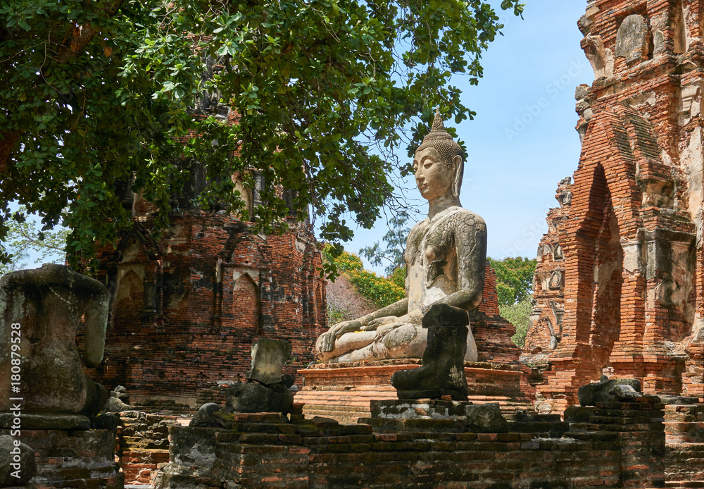 The Old Buddhist Temple Wat Mahathat, Ayutthaya Historical Park, Ayutthaya, Thailand