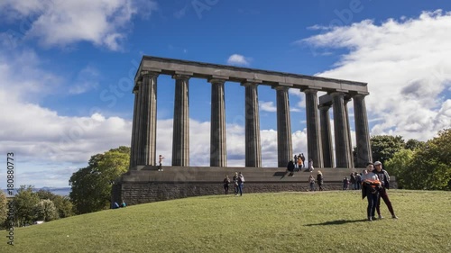 4K Timelapse Video of  National Monument on Calton Hill, Edinburgh, Scotland. 