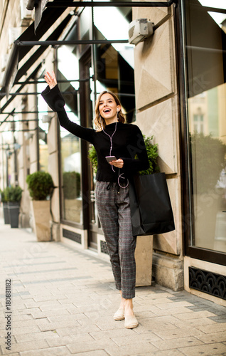 Young woman on the street w...
