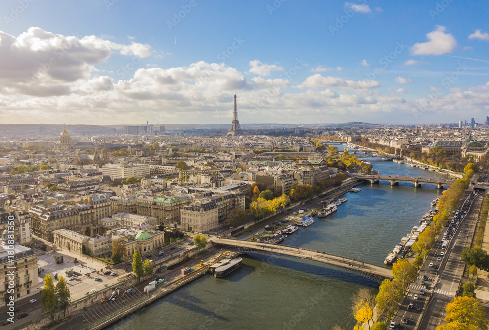 Cityscape of Paris. Aerial view of city center