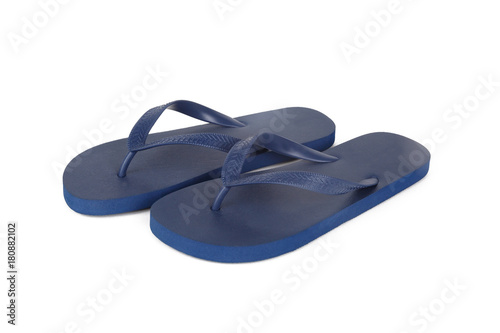 Plastic Blue Flip Flops Slippers on White