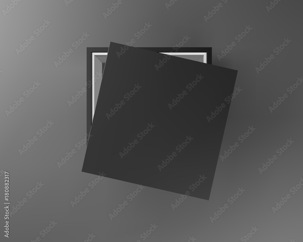 Black empty box on black background. Top view. Template for your presentation design, banner, brochure or poster. Vector illustration Black empty box on black background. Top view. Template for your presentation design, banner, brochure or poster. Vector illustration