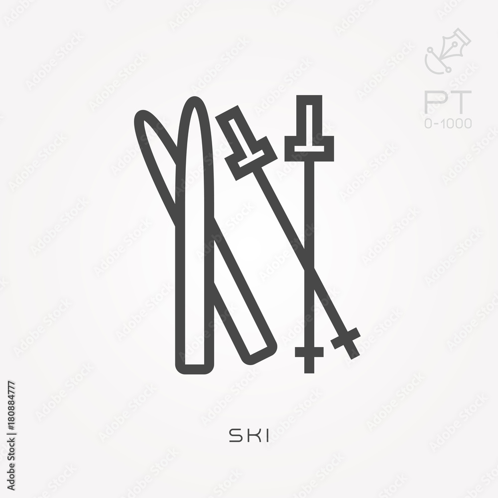Line icon ski Line icon ski