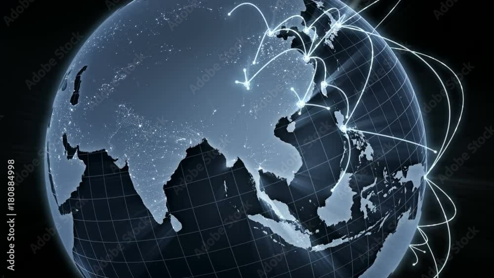 Growing global network around the world. You can use it for a technology, communication or social media background. 4K