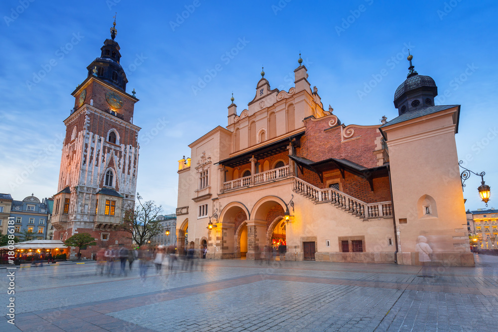 The main square of the Old Town in Krakow, Poland