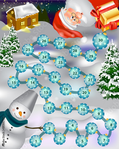 Christmas board game in winter