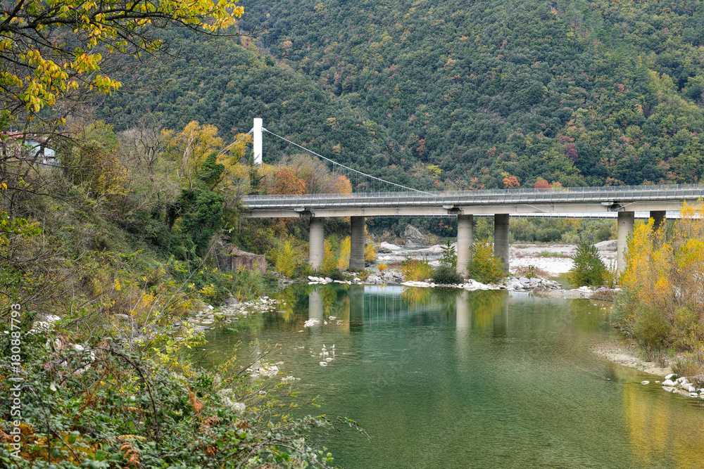 Fototapeta premium Bridge over the Magra River, Lunigiana, Italy